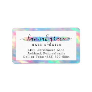 Pastel Rainbow Paint Swash Logo Salon Address Label