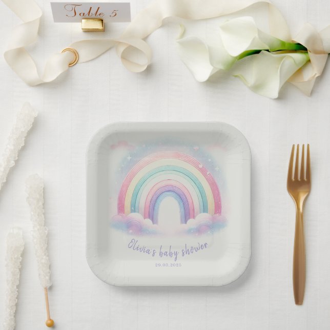 Pastel Rainbow Paper Plate | Baby Shower Party (Wedding)