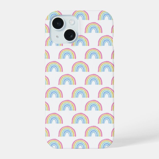 Pastel Rainbow Pattern iPhone 15 Case (Back)