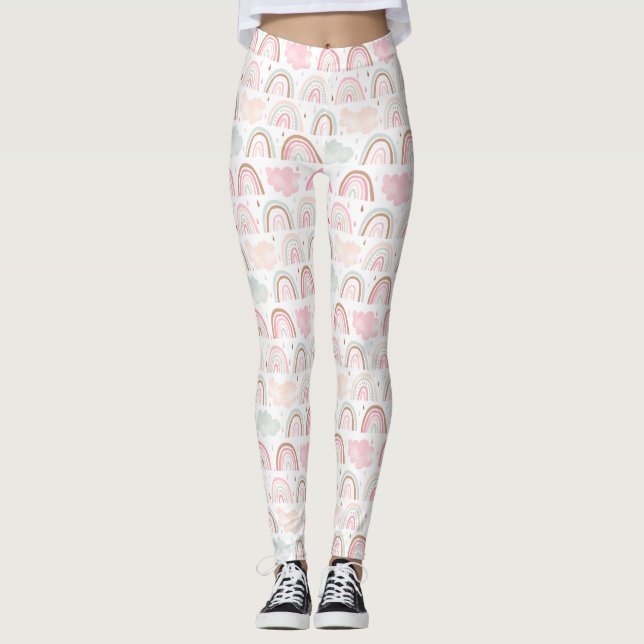 Pastel Rainbow Pattern Leggings (Front)