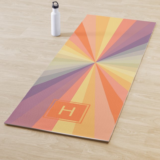 Pastel Rainbow Pattern Monogram Exercise Yoga Mat (In Situ)