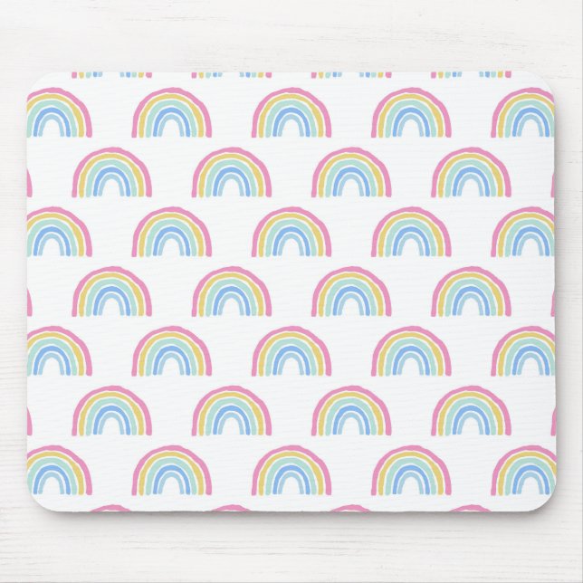 Pastel Rainbow Pattern Mouse Mat (Front)