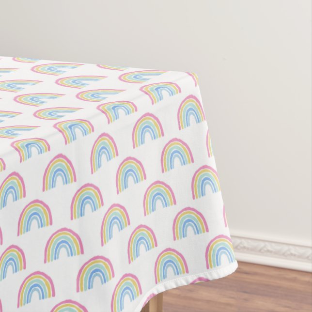 Pastel Rainbow Pattern Tablecloth (In Situ)