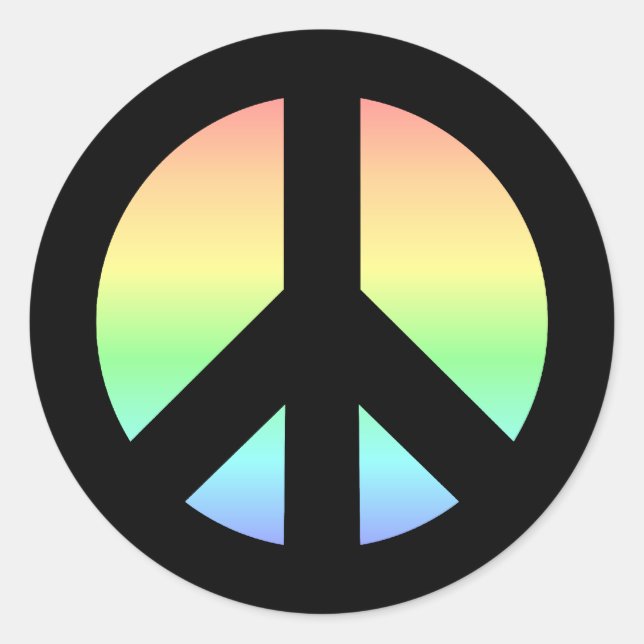 Pastel Rainbow Peace Sign Classic Round Sticker (Front)