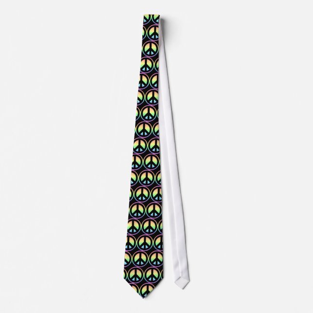 Pastel Rainbow Peace Sign Tie (Front)