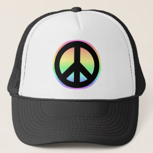 Pastel Rainbow Peace Sign Trucker Hat