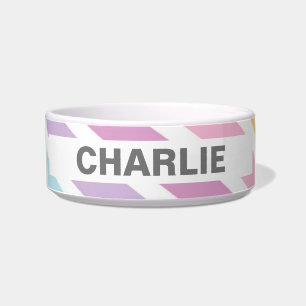 Pastel Rainbow Personalised Ceramic Pet Bowl
