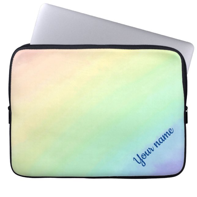 Pastel rainbow personalised laptop sleeve (Front)