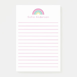 Pastel Rainbow Personalised Lined Post-it Notes