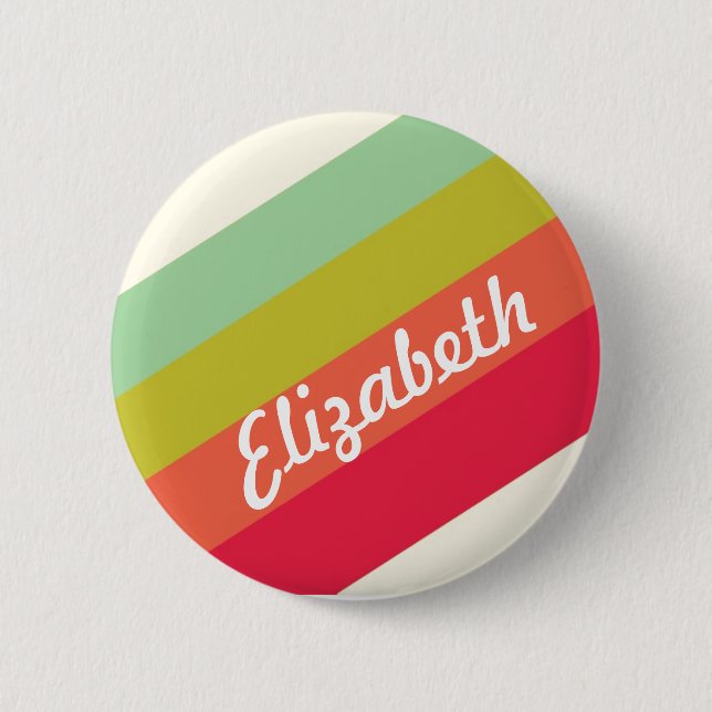 Pastel Rainbow Personalised Name 6 Cm Round Badge (Front)