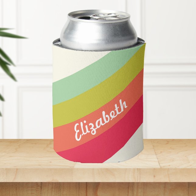 Pastel Rainbow Personalised Name Can Cooler (Creator Uploaded)