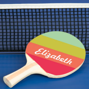 Pastel Rainbow Personalised Name Ping Pong Paddle