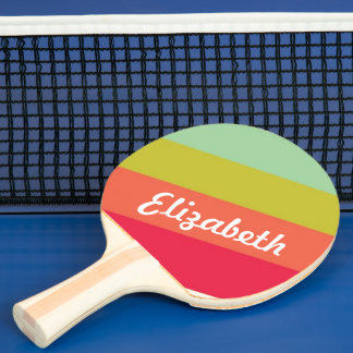 Pastel Rainbow Personalised Name Ping Pong Paddle