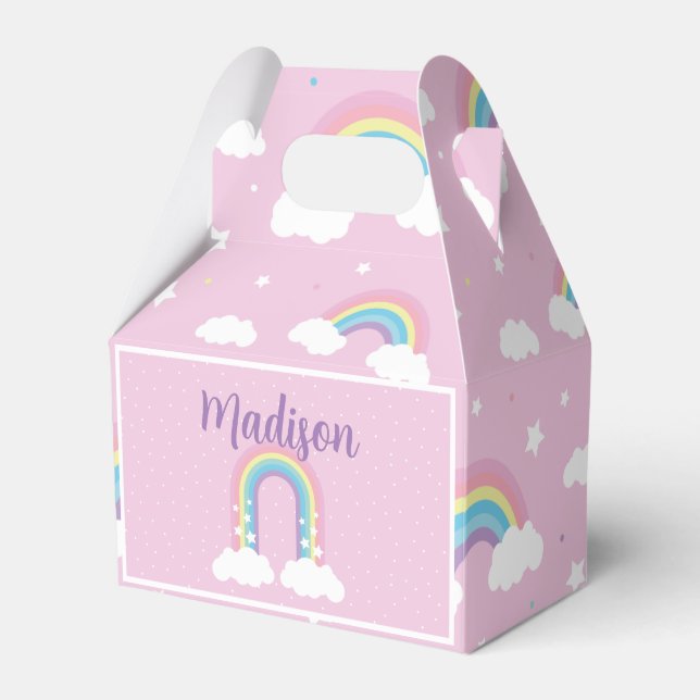 Pastel Rainbow Pink Favor Box (Front Side)
