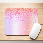 Pastel Rainbow Pink Gold Purple Glitter Monogram Mouse Mat<br><div class="desc">Rainbow Pastel Ombre - Gold,  Purple,  Blush Pink Faux Foil Metallic Sparkle Glitter Brushed Metal Monogram Name and Initial Mousepad (mouse pad). This makes the perfect sweet 16 birthday,  wedding,  bridal shower,  anniversary,  baby shower or bachelorette party gift for someone that loves glam luxury and chic styles.</div>