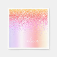 Pastel Rainbow Pink Gold Purple Glitter Monogram
