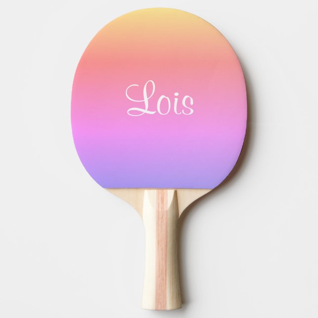 Pastel Rainbow Pink Purple Yellow 4Lois (Name) Ping Pong Paddle (Front)