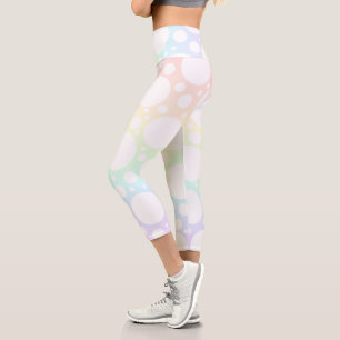 Pastel Rainbow Polka Dot Capri Leggings