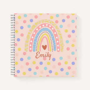 Pastel Rainbow Polka Dot School ,Cute Back-to-Scho Notebook