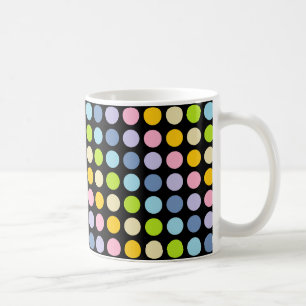 Pastel Rainbow Polka Dots Black Coffee Mug