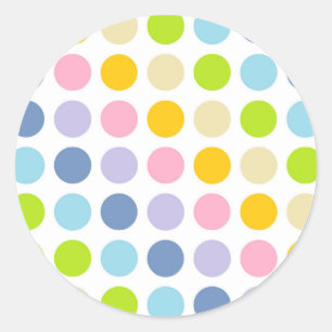 Pastel Rainbow Polka Dots Classic Round Sticker