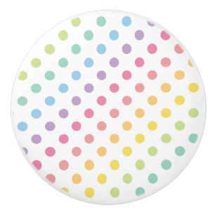 Pastel Rainbow Polka Dots Pattern Ceramic Knob