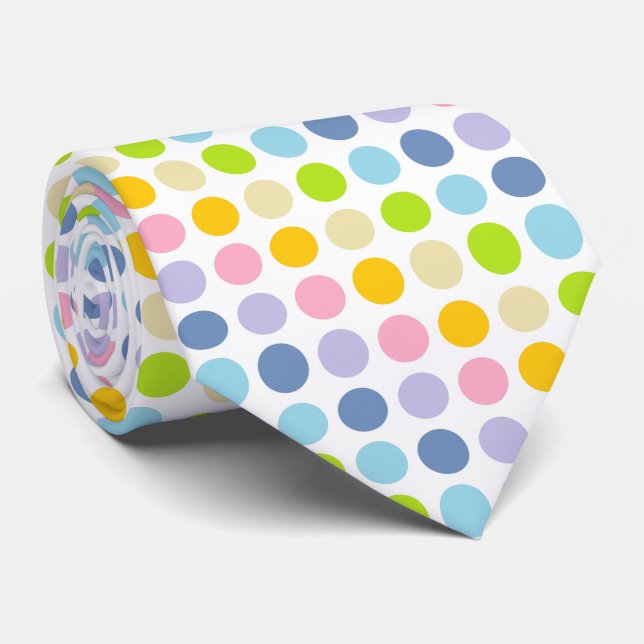 Pastel Rainbow Polka Dots Tie (Rolled)