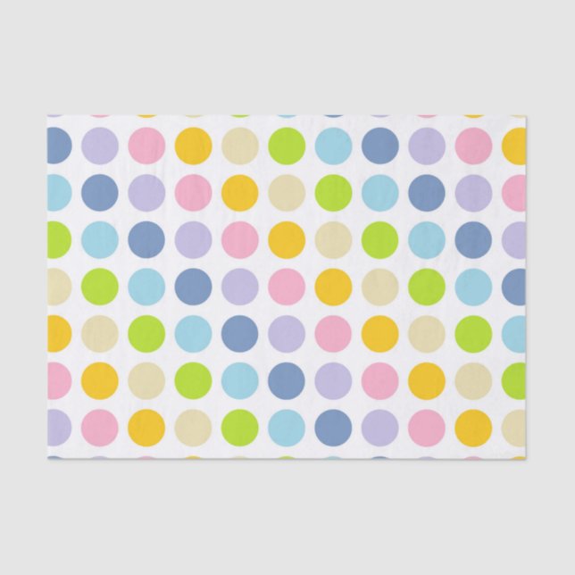 Pastel Rainbow Polka Dots Tissue Paper (Front)