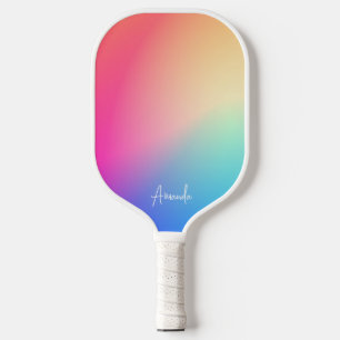 Pastel Rainbow Prism Personalised Pickleball Paddle