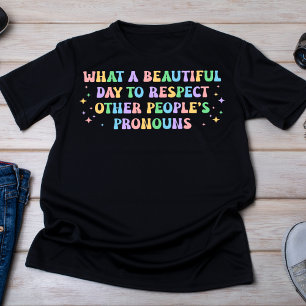 Pastel Rainbow Pronoun Respect T-Shirt