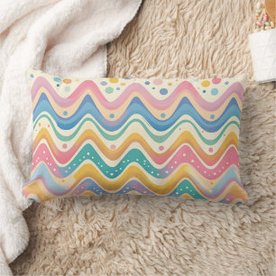 Pastel Rainbow Retro Abstract Design Lumbar Cushion