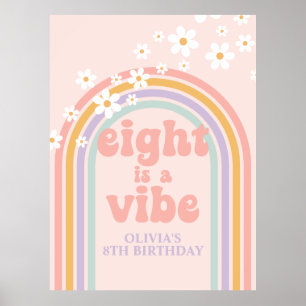 Pastel Rainbow Retro Eight is a Vibe 8th Birthday Poster
