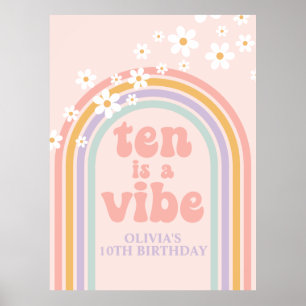 Pastel Rainbow Retro Ten is a Vibe 10th Birthday Poster