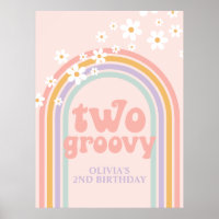 Pastel Rainbow Retro Two Groovy 2nd Birthday