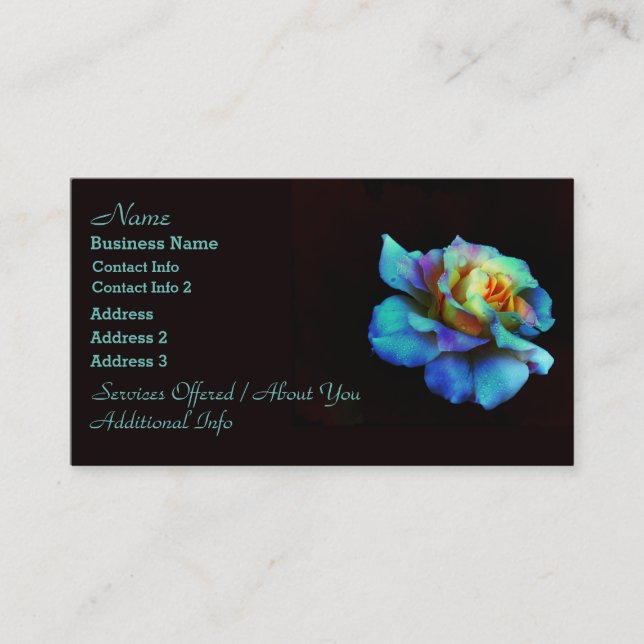 Pastel Rainbow Rose Business Cards (Front)