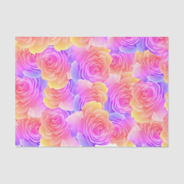 Pastel Rainbow Roses Tissue Paper (Front)