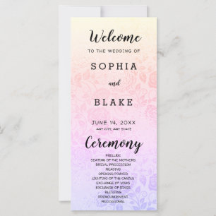 Pastel Rainbow Roses Wedding Program