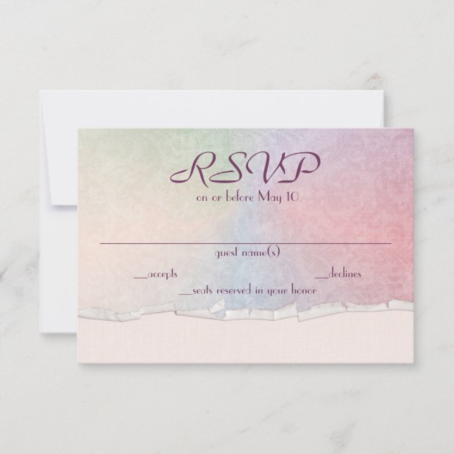 pastel rainbow RSVP with torn edge Invitation (Front)