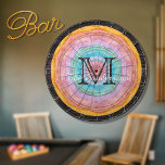 Pastel Rainbow Rustic Wood Tone Monogram Name  Dartboard<br><div class="desc">Pastel Rainbow Rustic Wood Tone Monogram Name.    A rustic Wood Grain Dartboard makes the perfect personalised Gift,  it's great for weddings,  parties,  family reunions,  and just everyday fun. Our easy-to-use template makes personalising easy.</div>