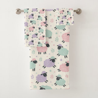 Pastel Rainbow Sheep Pattern Bath Towel Set
