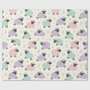 Pastel Rainbow Sheep Pattern Wrapping Paper