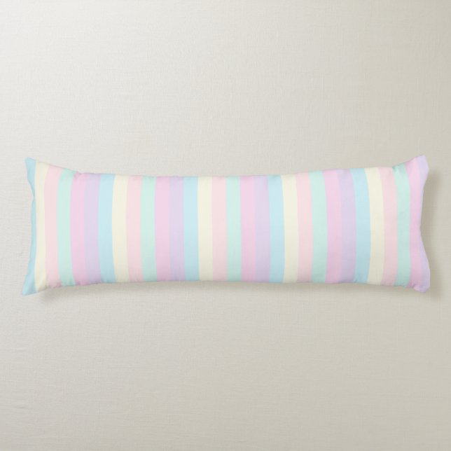 Pastel Rainbow Sherbet Stripes Body Cushion (Front)