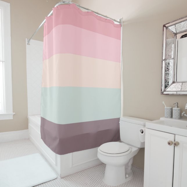 pastel rainbow shower curtain (In Situ)