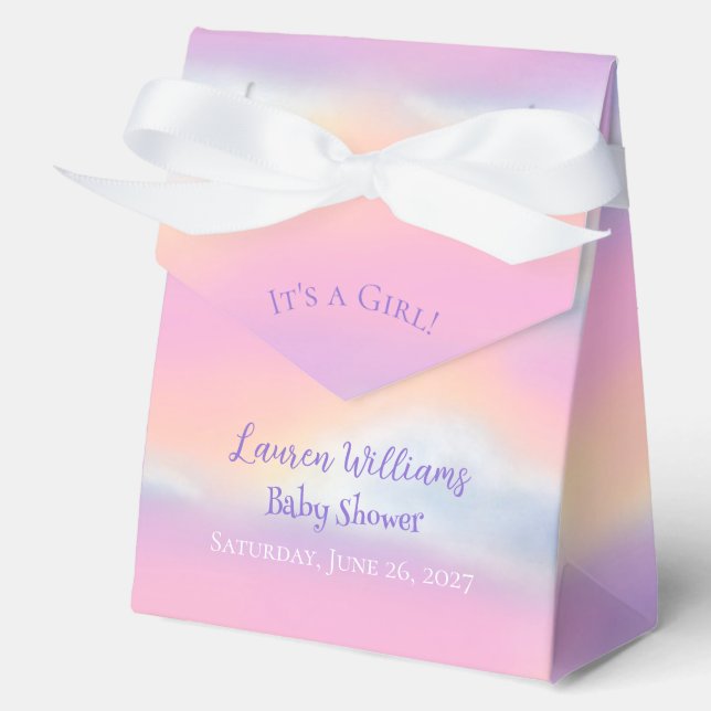 Pastel Rainbow Sky Baby Shower Favour Box (Front)