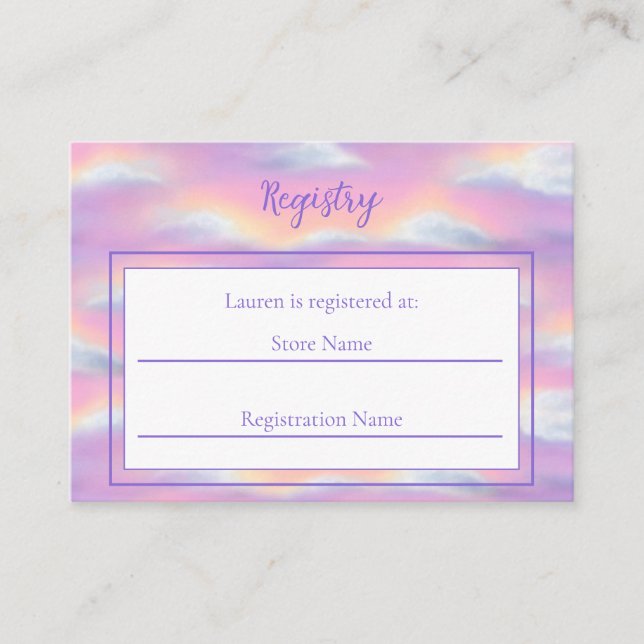 Pastel Rainbow Sky Baby Shower Registry Enclosure Card (Front)