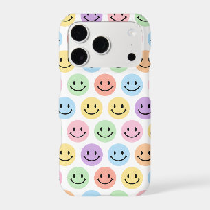 Pastel Rainbow Smiley Grid iPhone Case