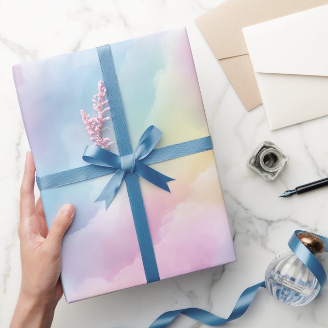 Pastel Rainbow Soft Cloud Blend Abstract Pattern Wrapping Paper (Gifting)
