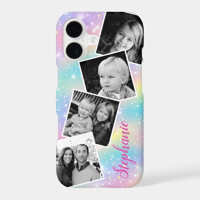 Pastel Rainbow Sparkle Photo Collage Personalized (Back)