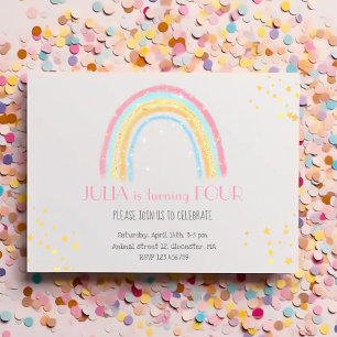 Pastel rainbow sparkling Birthday Invitation