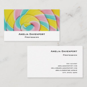  Pastel Rainbow Spiral Candy Photo Business Card